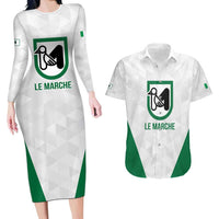 Personalized Italy Marche Couples Matching Long Sleeve Bodycon Dress and Hawaiian Shirt Inspiration Flags Style