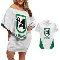 Personalized Italy Marche Couples Matching Off Shoulder Short Dress and Hawaiian Shirt Inspiration Flags Style