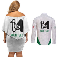 Personalized Italy Marche Couples Matching Off Shoulder Short Dress and Long Sleeve Button Shirt Inspiration Flags Style
