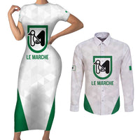 Personalized Italy Marche Couples Matching Short Sleeve Bodycon Dress and Long Sleeve Button Shirt Inspiration Flags Style