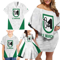 Personalized Italy Marche Family Matching Off Shoulder Short Dress and Hawaiian Shirt Inspiration Flags Style