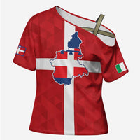 Personalized Italy Piedmont Cross Shoulder Shirt Inspiration Flags Style - Wonder Print Shop