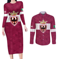 Personalized Italy Provincia Autonoma di Trento Couples Matching Long Sleeve Bodycon Dress and Long Sleeve Button Shirt Inspiration Flags Style