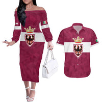 Personalized Italy Provincia Autonoma di Trento Couples Matching Off The Shoulder Long Sleeve Dress and Hawaiian Shirt Inspiration Flags Style