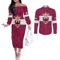 Personalized Italy Provincia Autonoma di Trento Couples Matching Off The Shoulder Long Sleeve Dress and Long Sleeve Button Shirt Inspiration Flags Style