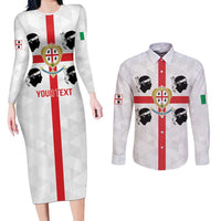 Personalized Italy Sardinia Couples Matching Long Sleeve Bodycon Dress and Long Sleeve Button Shirt Inspiration Flags Style