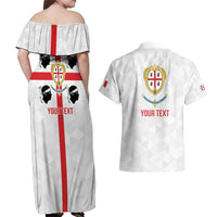 Personalized Italy Sardinia Couples Matching Off Shoulder Maxi Dress and Hawaiian Shirt Inspiration Flags Style