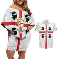 Personalized Italy Sardinia Couples Matching Off Shoulder Short Dress and Hawaiian Shirt Inspiration Flags Style