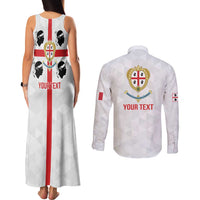 Personalized Italy Sardinia Couples Matching Tank Maxi Dress and Long Sleeve Button Shirt Inspiration Flags Style