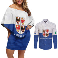 Personalized Italy Trentino-Alto Adige Couples Matching Off Shoulder Short Dress and Long Sleeve Button Shirt Inspiration Flags Style