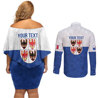 Personalized Italy Trentino-Alto Adige Couples Matching Off Shoulder Short Dress and Long Sleeve Button Shirt Inspiration Flags Style