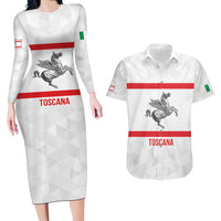 Personalized Italy Tuscany Pegasus Rampant Couples Matching Long Sleeve Bodycon Dress and Hawaiian Shirt Inspiration Flags Style