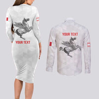 Personalized Italy Tuscany Pegasus Rampant Couples Matching Long Sleeve Bodycon Dress and Long Sleeve Button Shirt Inspiration Flags Style