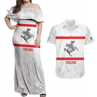 Personalized Italy Tuscany Pegasus Rampant Couples Matching Off Shoulder Maxi Dress and Hawaiian Shirt Inspiration Flags Style