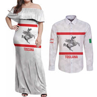 Personalized Italy Tuscany Pegasus Rampant Couples Matching Off Shoulder Maxi Dress and Long Sleeve Button Shirt Inspiration Flags Style