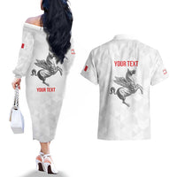 Personalized Italy Tuscany Pegasus Rampant Couples Matching Off The Shoulder Long Sleeve Dress and Hawaiian Shirt Inspiration Flags Style