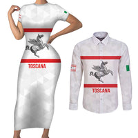 Personalized Italy Tuscany Pegasus Rampant Couples Matching Short Sleeve Bodycon Dress and Long Sleeve Button Shirt Inspiration Flags Style