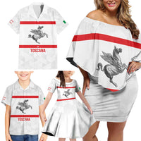 Personalized Italy Tuscany Pegasus Rampant Family Matching Off Shoulder Short Dress and Hawaiian Shirt Inspiration Flags Style