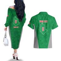 Personalized Italy Umbria Couples Matching Off The Shoulder Long Sleeve Dress and Hawaiian Shirt Inspiration Flags Style LT9