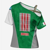 Personalized Italy Umbria Cross Shoulder Shirt Inspiration Flags Style - Wonder Print Shop