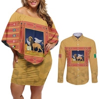 Personalized Italy Veneto Couples Matching Off Shoulder Short Dress and Long Sleeve Button Shirt Inspiration Flags Style