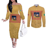 Personalized Italy Veneto Couples Matching Off The Shoulder Long Sleeve Dress and Long Sleeve Button Shirt Inspiration Flags Style