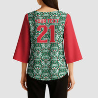 Mexico WC26 Custom Kimono Sleeve Blouse Minimalist Aztec Eagle El Tricolor