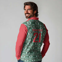 Mexico WC26 Custom Long Sleeve Polo Shirt Minimalist Aztec Eagle El Tricolor