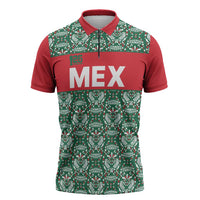 Mexico WC26 Custom Zipper Polo Shirt Minimalist Aztec Eagle El Tricolor