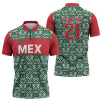 Mexico WC26 Custom Zipper Polo Shirt Minimalist Aztec Eagle El Tricolor