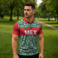 Mexico WC26 Custom Zipper Polo Shirt Minimalist Aztec Eagle El Tricolor