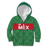 Mexico WC26 Custom Kid Hoodie Minimalist Aztec Eagle Green Color