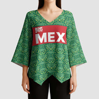 Mexico WC26 Custom Kimono Sleeve Blouse Minimalist Aztec Eagle Green Color