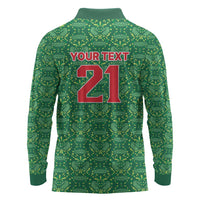 Mexico WC26 Custom Long Sleeve Polo Shirt Minimalist Aztec Eagle Green Color