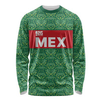 Mexico WC26 Custom Long Sleeve Shirt Minimalist Aztec Eagle Green Color