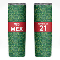 Mexico WC26 Custom Skinny Tumbler Minimalist Aztec Eagle Green Color