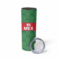 Mexico WC26 Custom Skinny Tumbler Minimalist Aztec Eagle Green Color