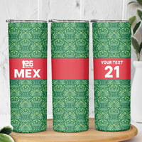 Mexico WC26 Custom Skinny Tumbler Minimalist Aztec Eagle Green Color