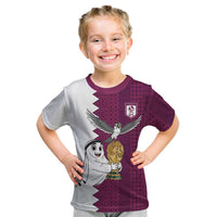 Qatar WC26 Custom Kid T Shirt Funny La'eeb with Arabic Pattern