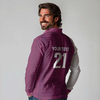 Qatar WC26 Custom Long Sleeve Polo Shirt Funny La'eeb with Arabic Pattern