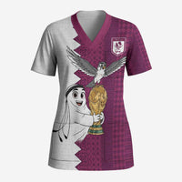 Qatar WC26 Custom Scrub Top Funny La'eeb with Arabic Pattern