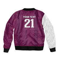 Qatar WC26 Custom Sleeve Zip Bomber Jacket Funny La'eeb with Arabic Pattern