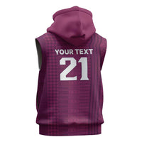 Qatar WC26 Custom Sleeveless Zip Hoodie Funny La'eeb with Arabic Pattern