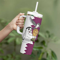 Qatar WC26 Custom Tumbler With Handle Funny La'eeb with Arabic Pattern