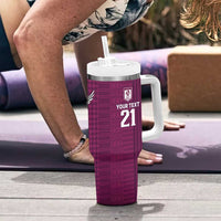 Qatar WC26 Custom Tumbler With Handle Funny La'eeb with Arabic Pattern