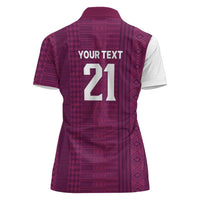 Qatar WC26 Custom Women Polo Shirt Funny La'eeb with Arabic Pattern
