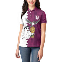 Qatar WC26 Custom Women Polo Shirt Funny La'eeb with Arabic Pattern