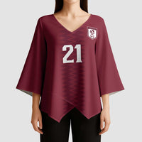 Qatar WC26 Custom Kimono Sleeve Blouse Maroon One Zigzag Pattern