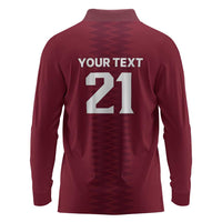 Qatar WC26 Custom Long Sleeve Polo Shirt Maroon One Zigzag Pattern