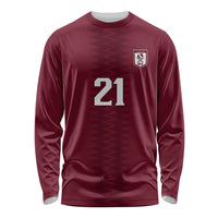 Qatar WC26 Custom Long Sleeve Shirt Maroon One Zigzag Pattern